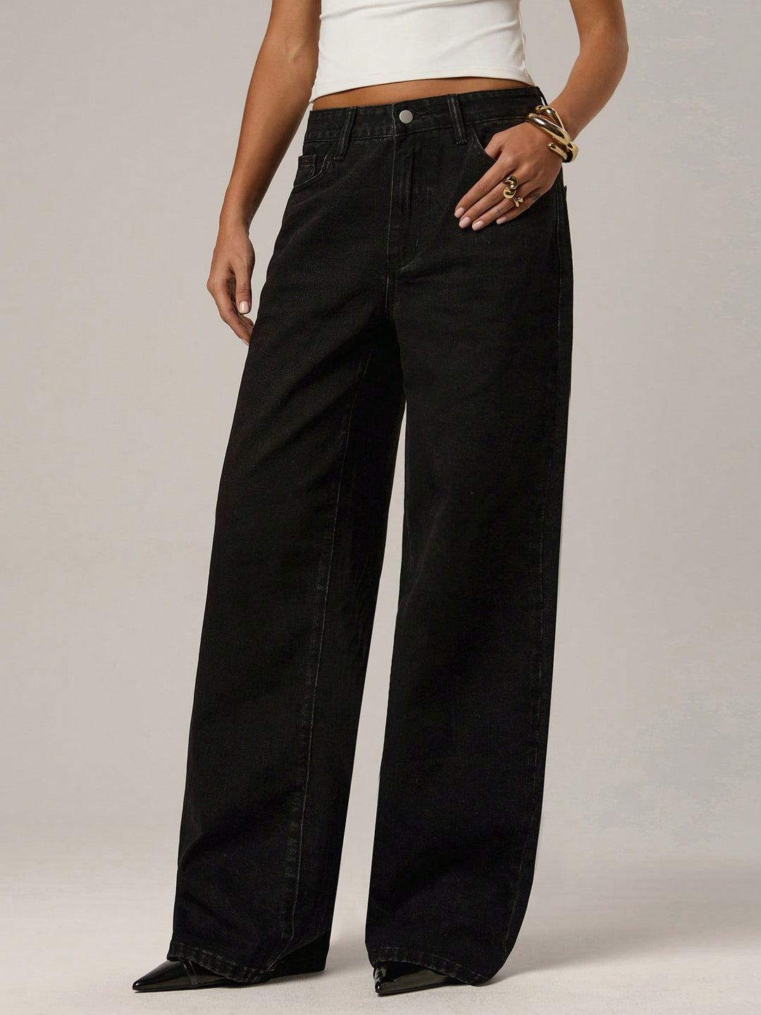 Elegant Baggy Low Rise Wide Leg Jeans