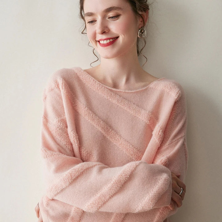 Elegant Cashmere Boat Neck Knit Sweater