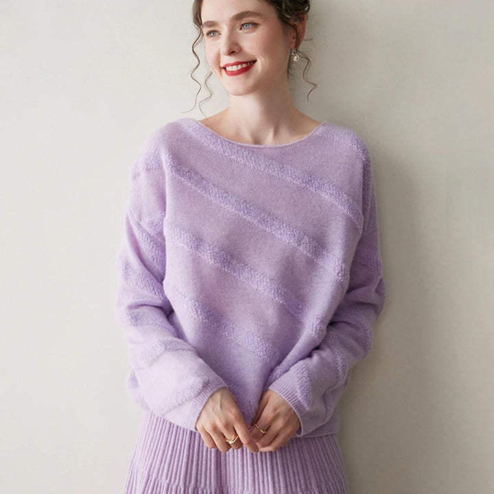 Elegant Cashmere Boat Neck Knit Sweater