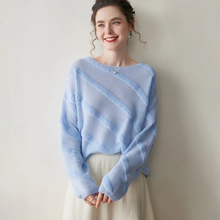 Elegant Cashmere Boat Neck Knit Sweater