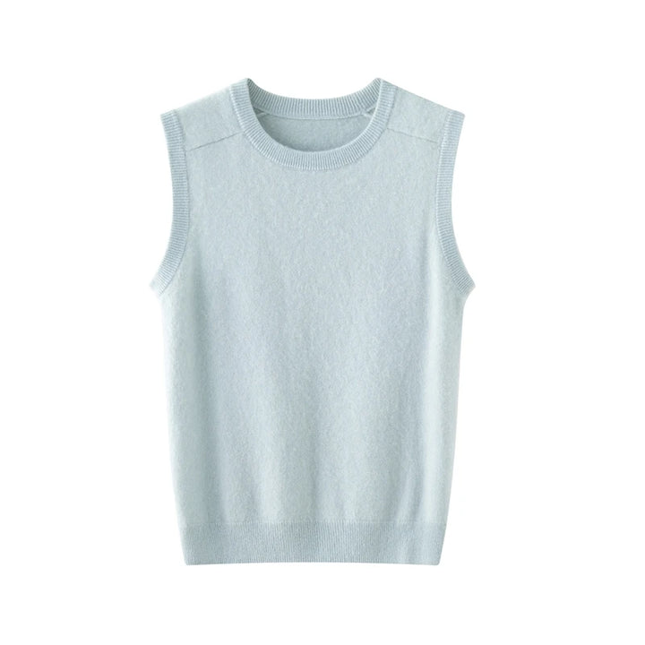 Elegant Cashmere O-Neck Sleeveless Knit Vest