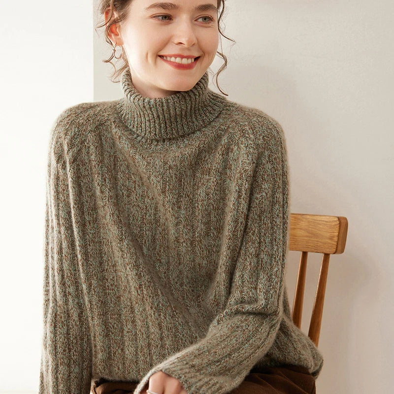 Elegant Cashmere Wool Turtleneck Knit Sweater