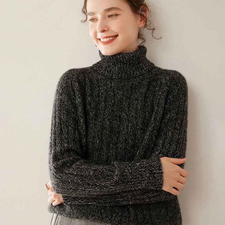 Elegant Cashmere Wool Turtleneck Knit Sweater