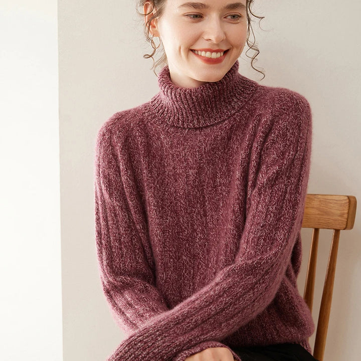Elegant Cashmere Wool Turtleneck Knit Sweater