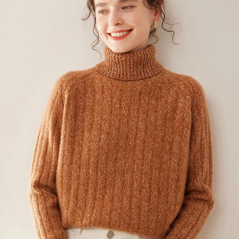 Elegant Cashmere Wool Turtleneck Knit Sweater