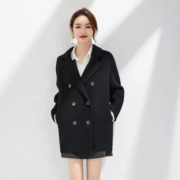Elegant Handmade Double-Sided Wool Pea Coat