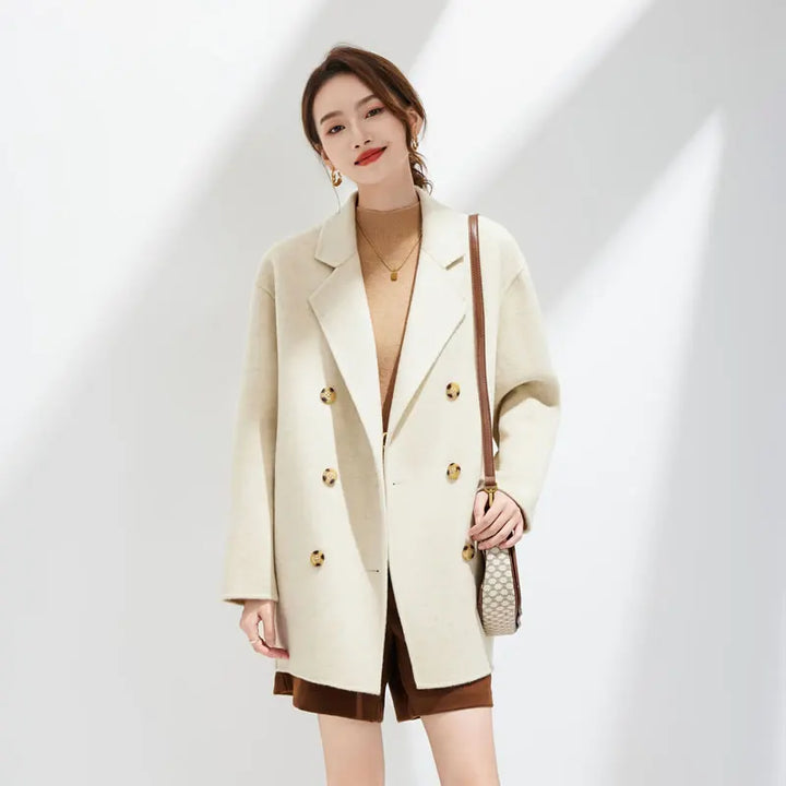 Elegant Handmade Double-Sided Wool Pea Coat