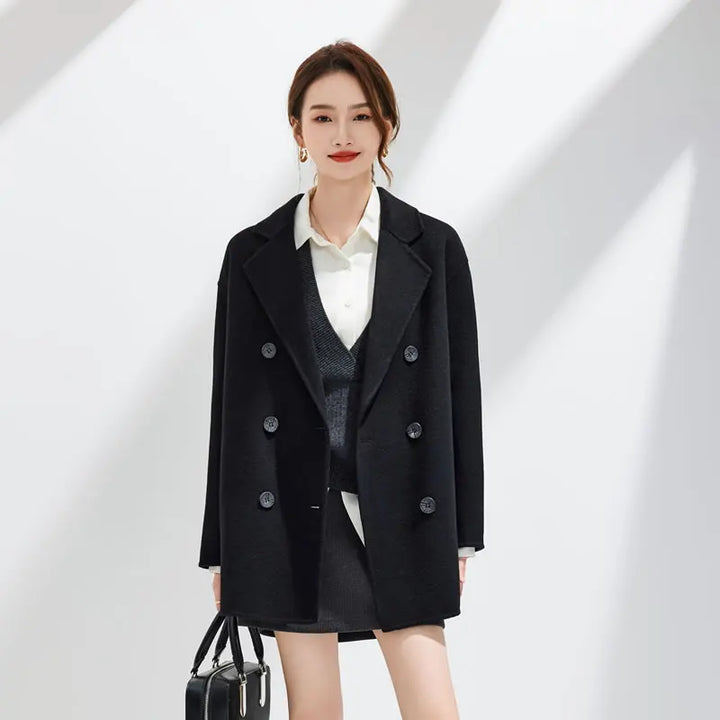 Elegant Handmade Double-Sided Wool Pea Coat