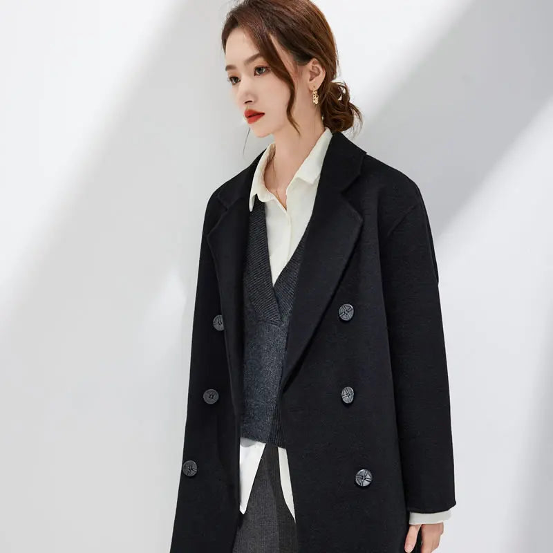 Elegant Handmade Double-Sided Wool Pea Coat