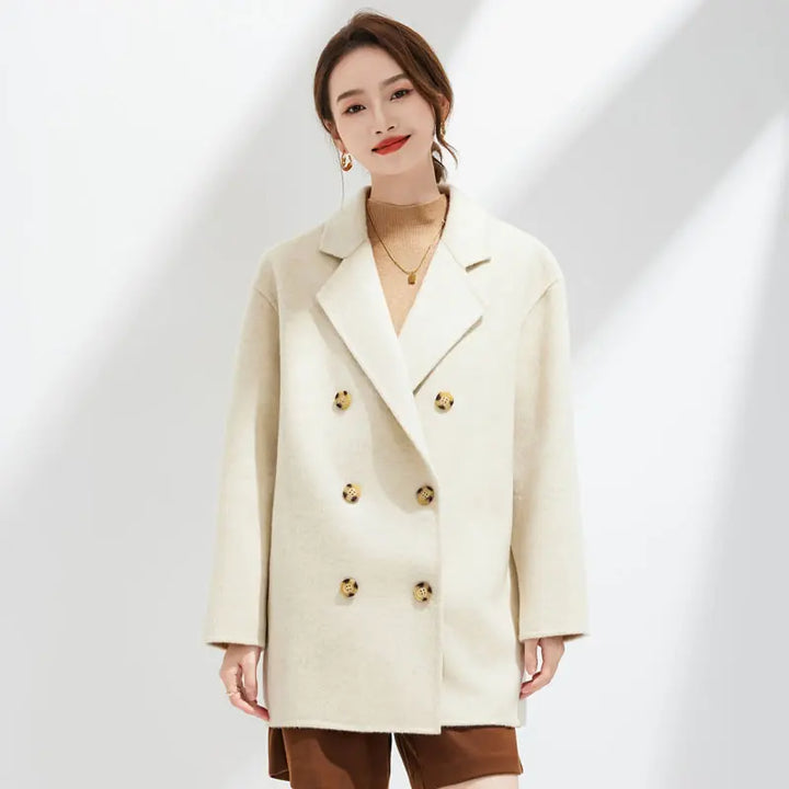 Elegant Handmade Double-Sided Wool Pea Coat