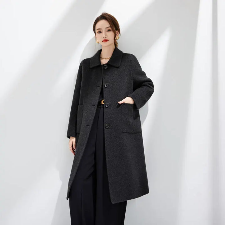  Elegant Handmade Wool & Silk Long Coat