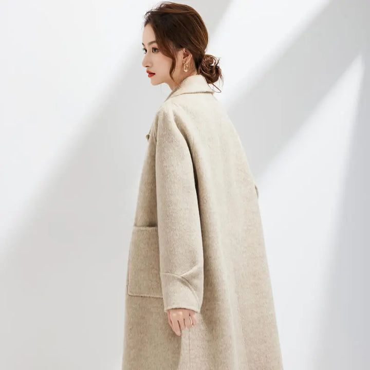 Elegant Handmade Wool & Silk Long Coat