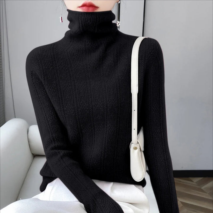 Elegant Merino Wool Cashmere Turtleneck Sweater