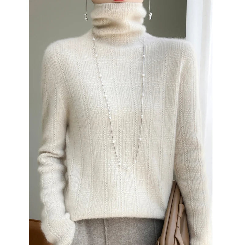 Elegant Merino Wool Cashmere Turtleneck Sweater