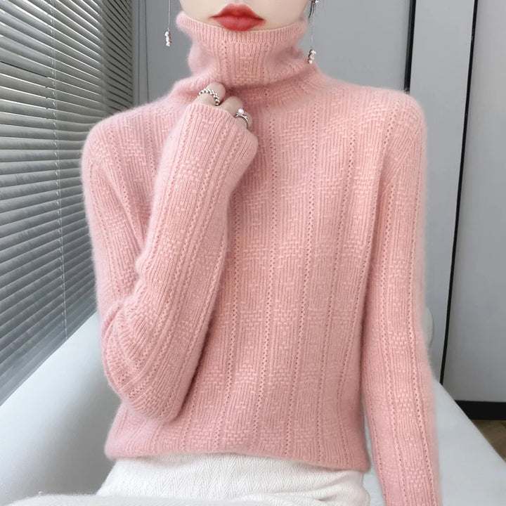 Elegant Merino Wool Cashmere Turtleneck Sweater