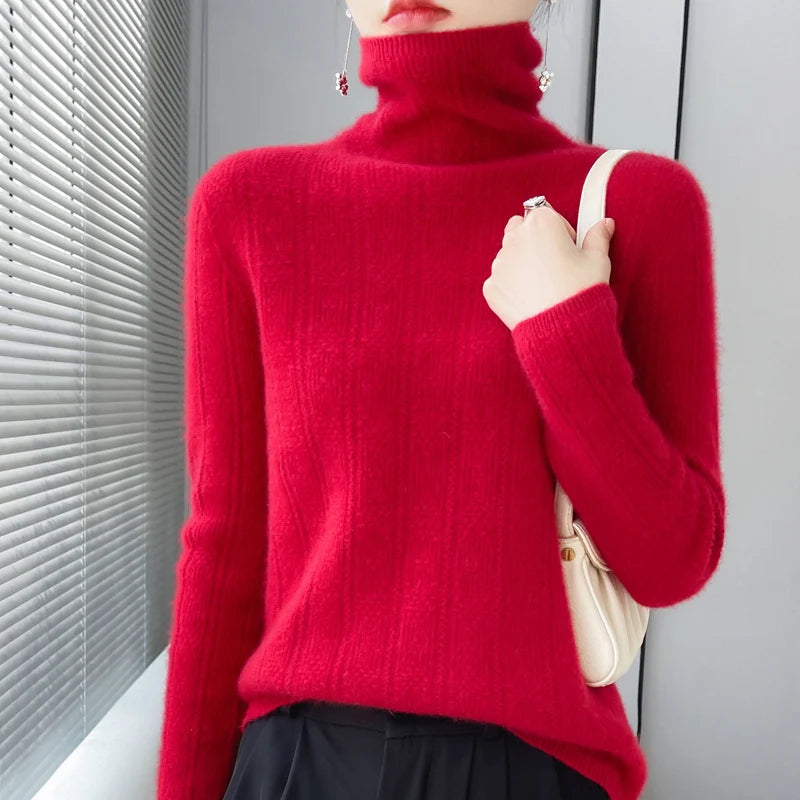 Elegant Merino Wool Cashmere Turtleneck Sweater