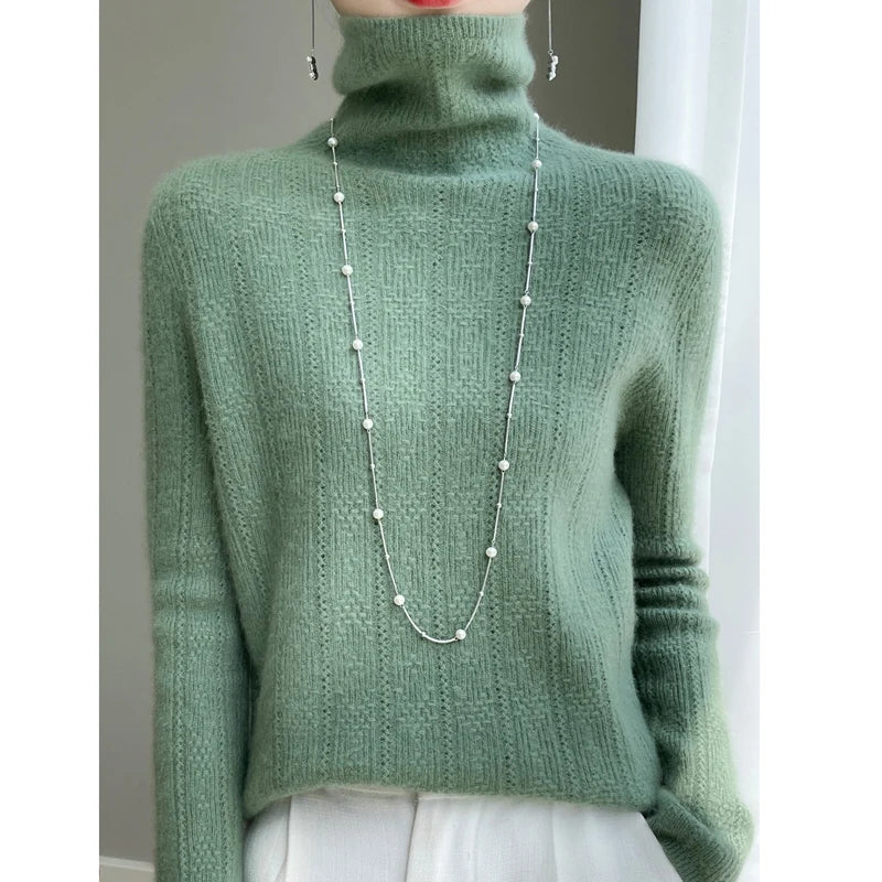 Elegant Merino Wool Cashmere Turtleneck Sweater