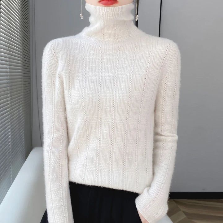 Elegant Merino Wool Cashmere Turtleneck Sweater