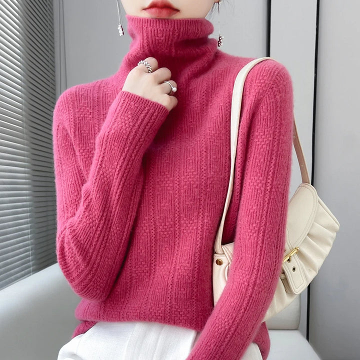 Elegant Merino Wool Cashmere Turtleneck Sweater