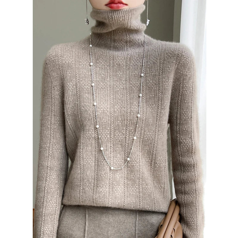 Elegant Merino Wool Cashmere Turtleneck Sweater
