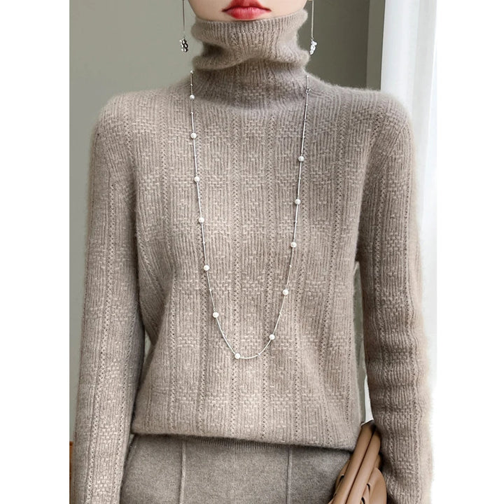 Elegant Merino Wool Cashmere Turtleneck Sweater
