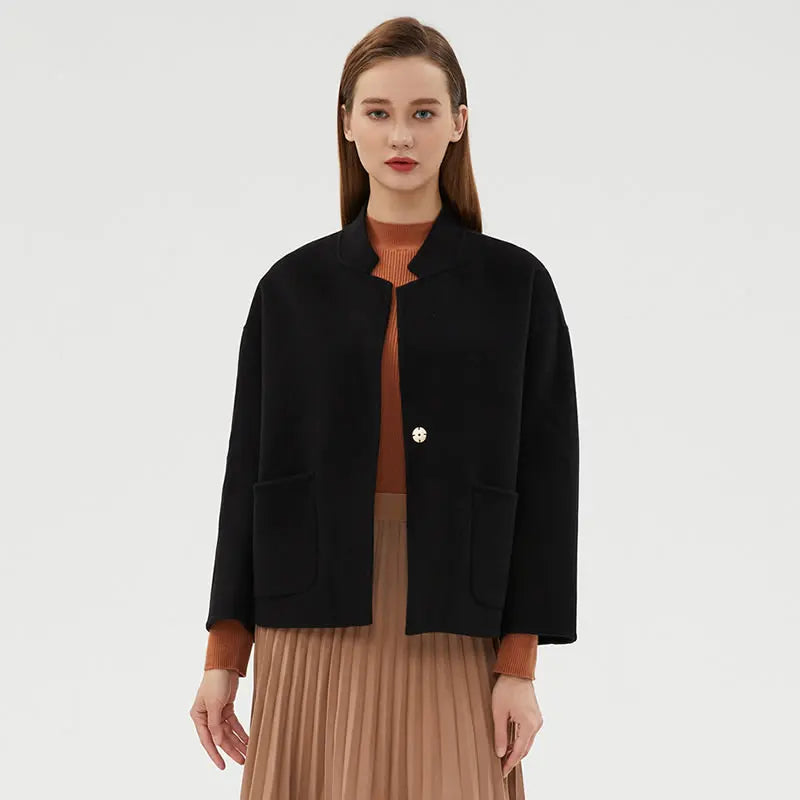Elegant Minimalist Wool Blend Short Jacket