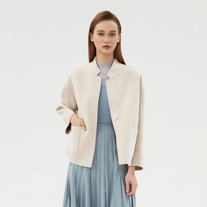 Elegant Minimalist Wool Blend Short Jacket