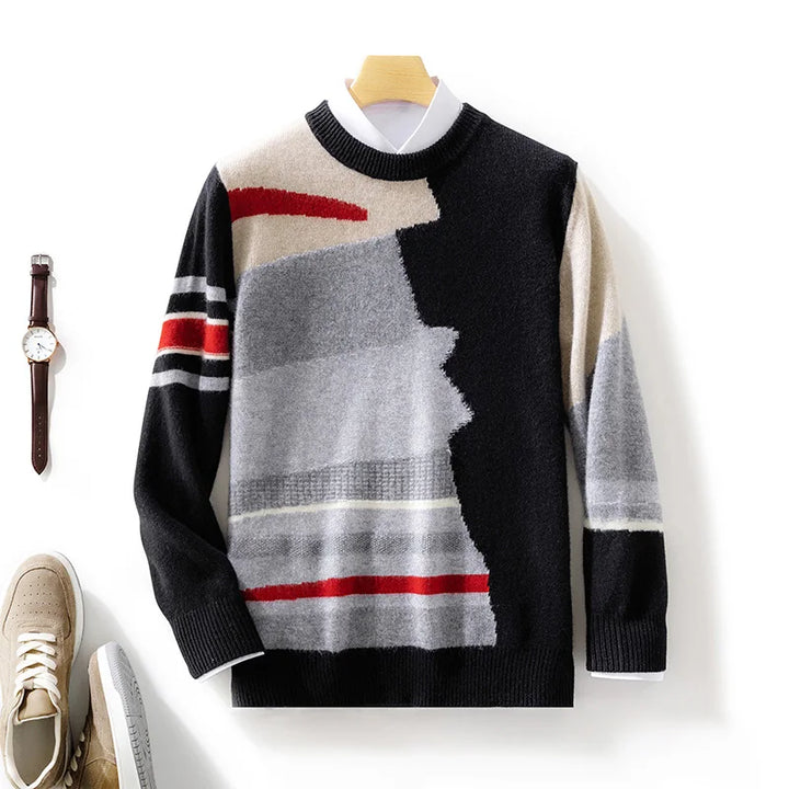 Elegant Modern Abstract Pattern Knit Sweater