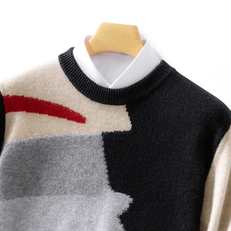 Elegant Modern Abstract Pattern Knit Sweater