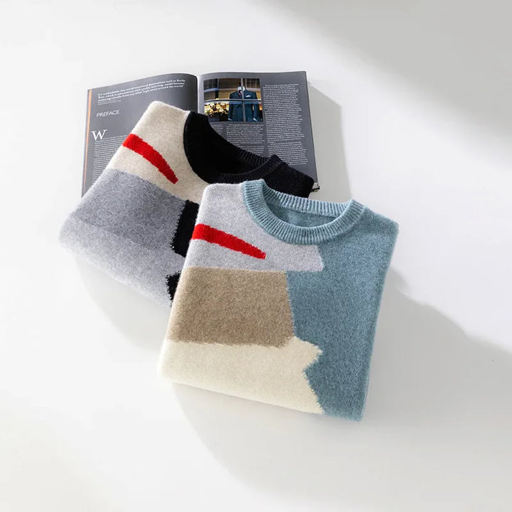 Elegant Modern Abstract Pattern Knit Sweater