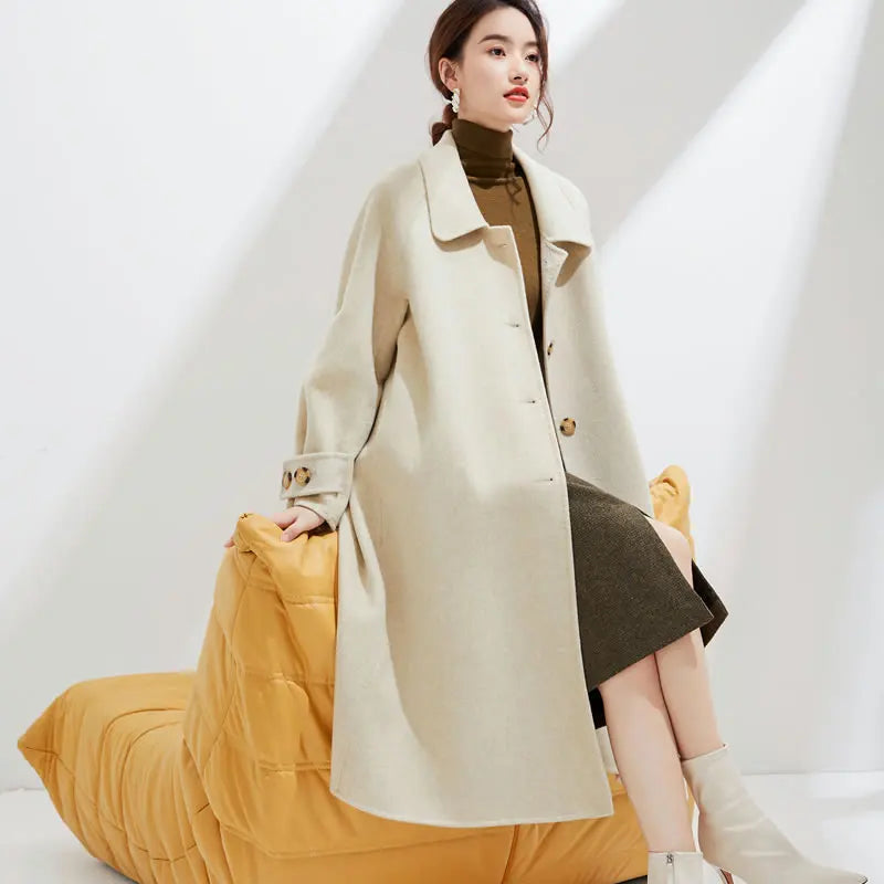 Elegant Premium Wool Long Coat