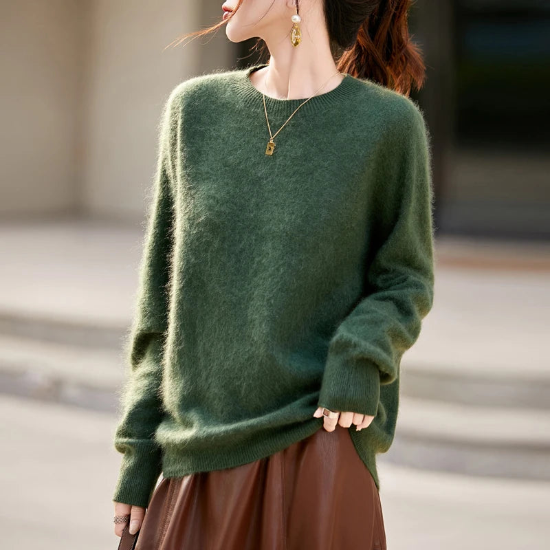 Elegant Pure Cashmere Round Neck Sweater