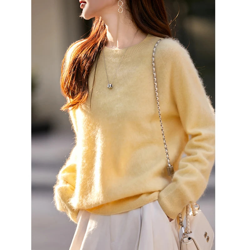 Elegant Pure Cashmere Round Neck Sweater