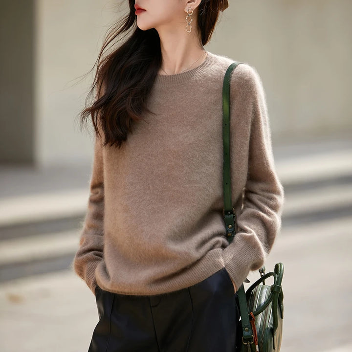 Elegant Pure Cashmere Round Neck Sweater