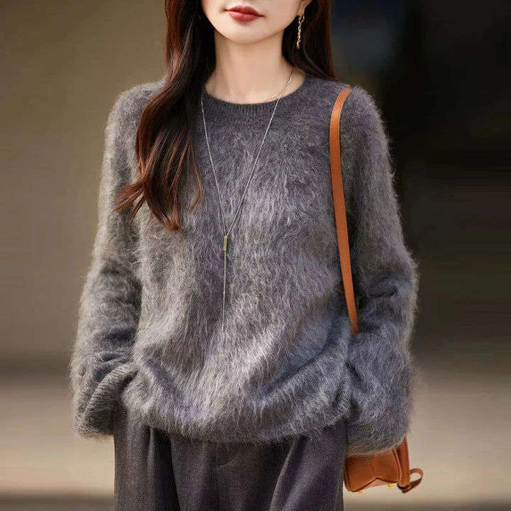 Elegant Pure Cashmere Round Neck Sweater
