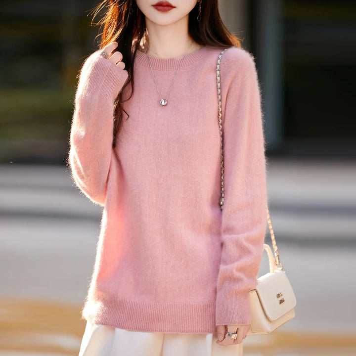 Elegant Pure Cashmere Round Neck Sweater