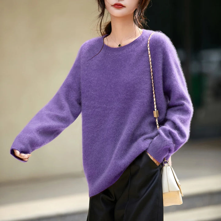 Elegant Pure Cashmere Round Neck Sweater