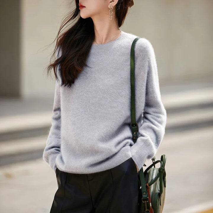 Elegant Pure Cashmere Round Neck Sweater