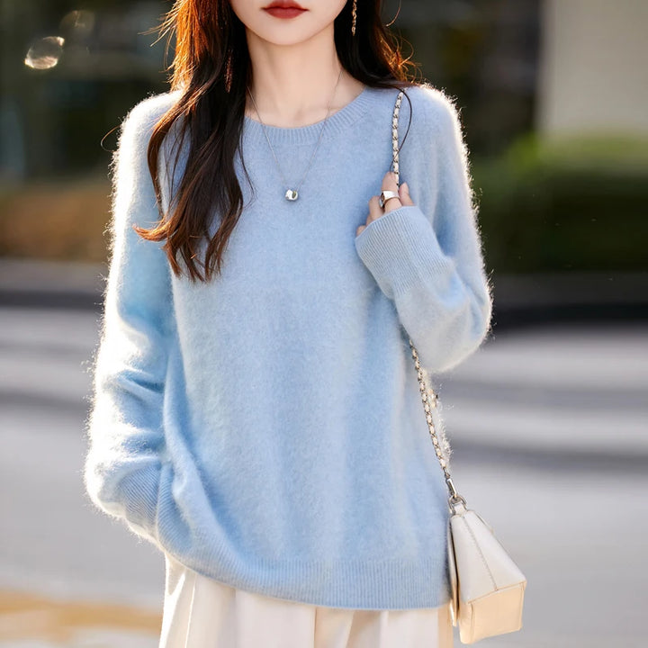 Elegant Pure Cashmere Round Neck Sweater
