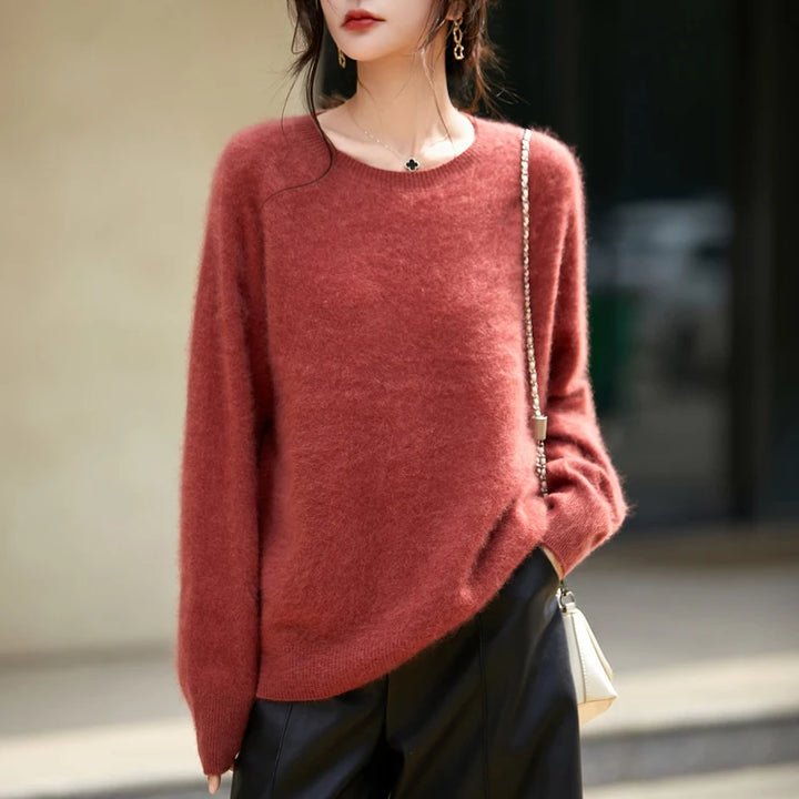 Elegant Pure Cashmere Round Neck Sweater