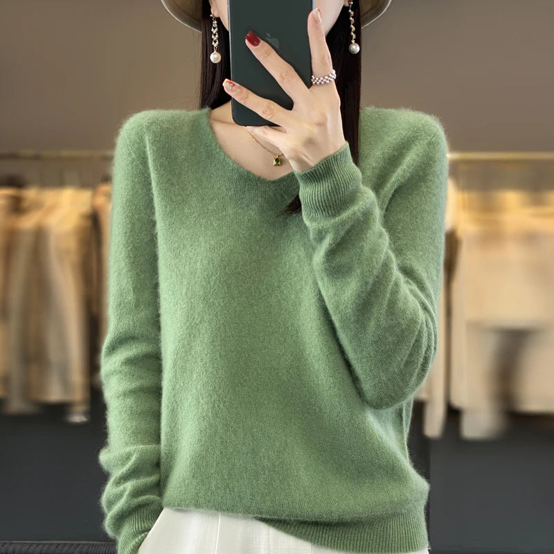 Elegant Pure Cashmere V-Neck Sweater
