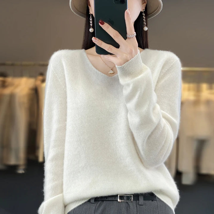 Elegant Pure Cashmere V-Neck Sweater