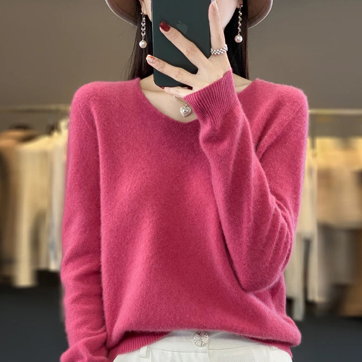 Elegant Pure Cashmere V-Neck Sweater