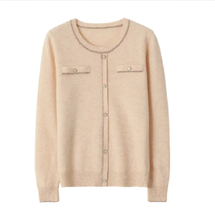 Elegant Red Wool Knit Cardigan Sweater