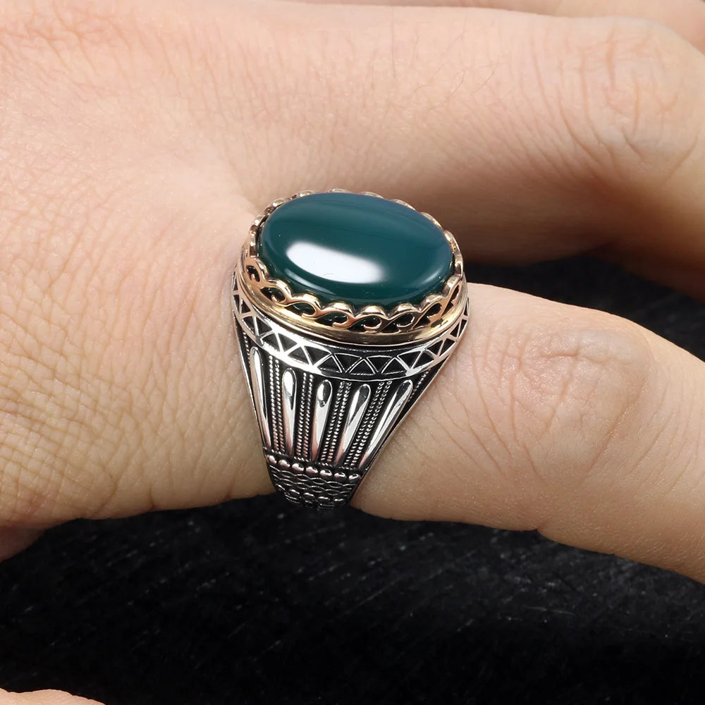 Engraved Tiger Eye Sterling Silver Ring