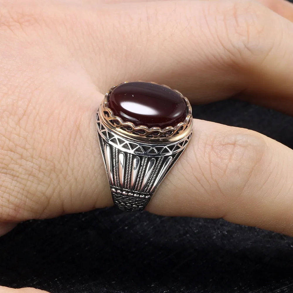 Engraved Tiger Eye Sterling Silver Ring
