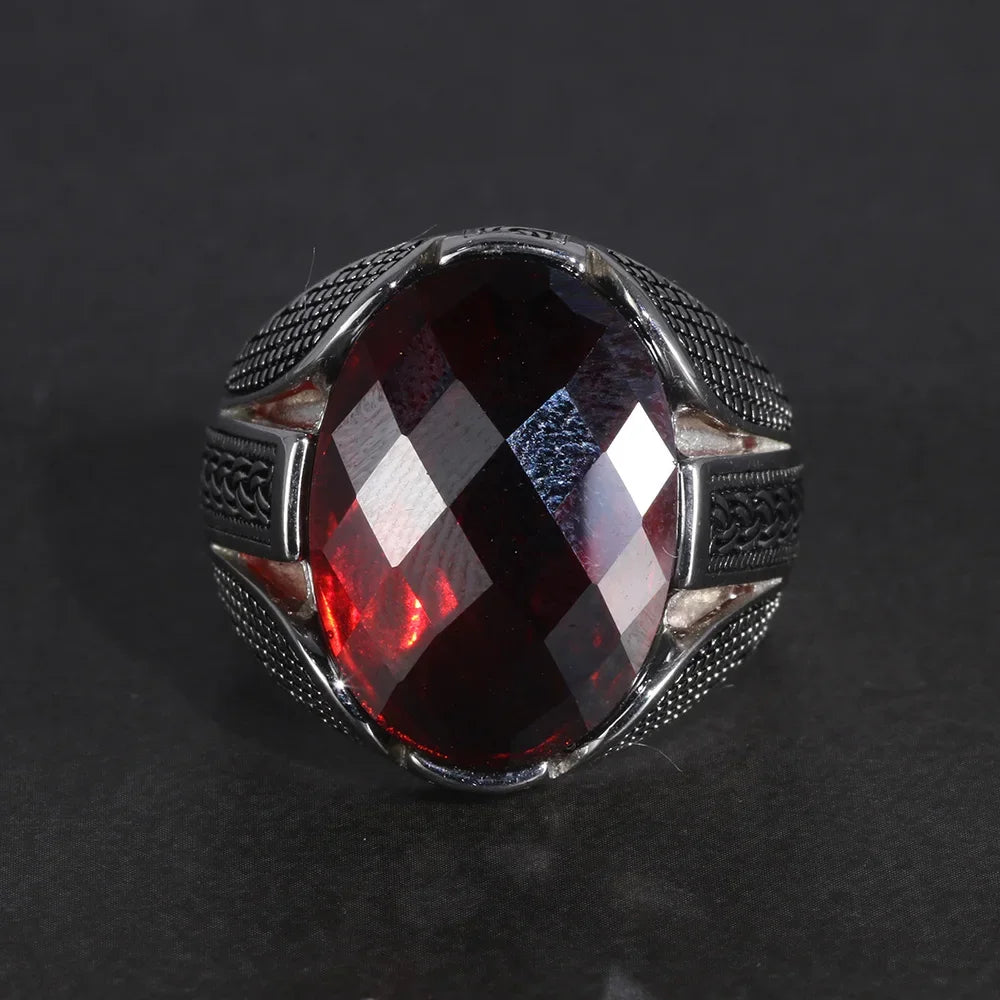 Faceted Zircon Woven Sterling Silver Ring