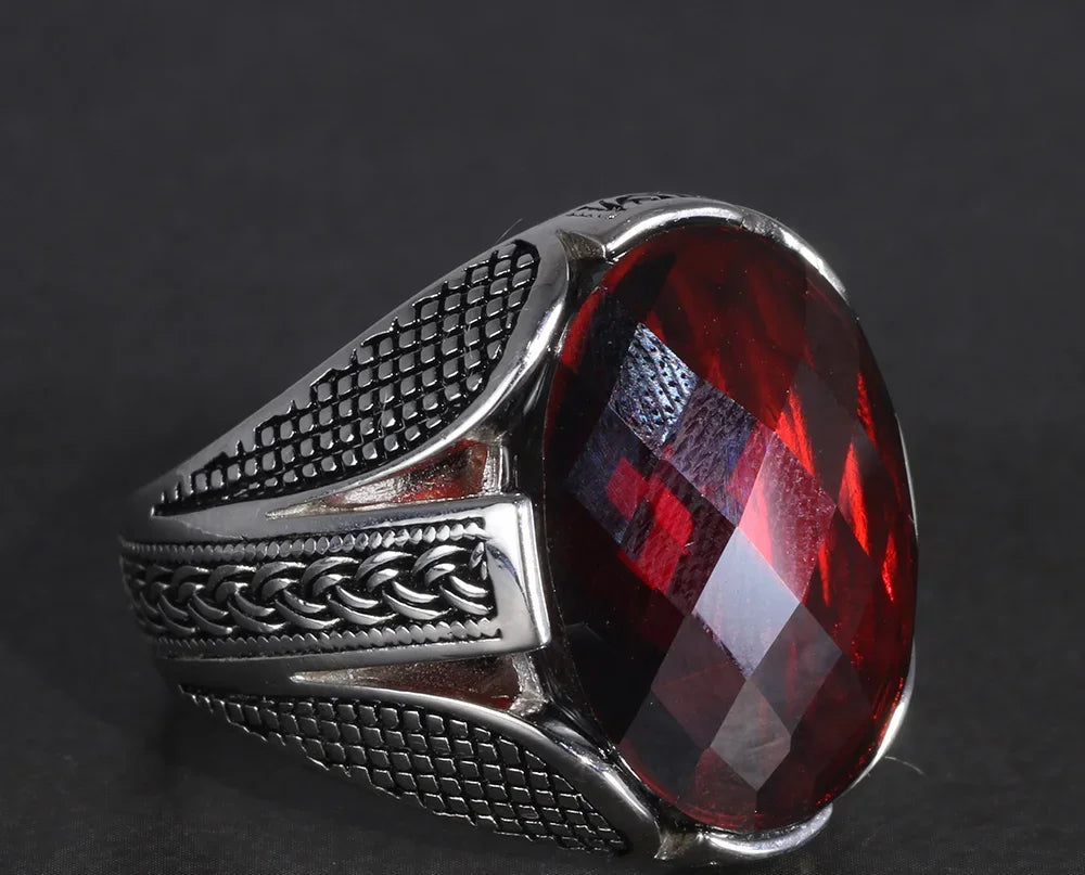 Faceted Zircon Woven Sterling Silver Ring