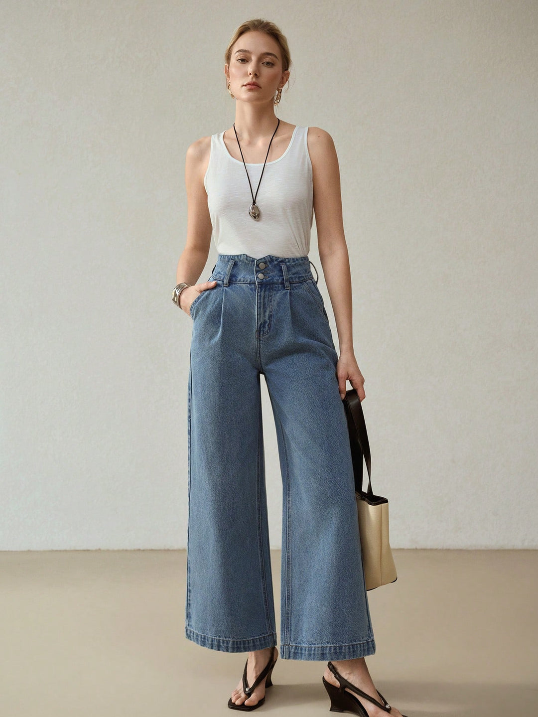 Faux Leather High Waist Tapered Trousers
