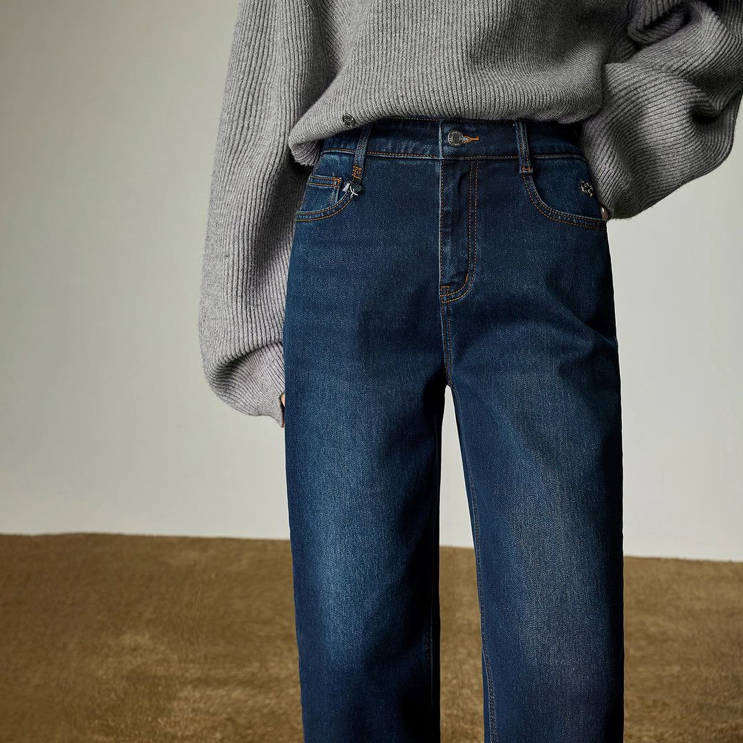  Fleece-Lined Straight Cropped Trousers